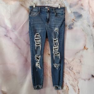 Cello Distressed Skinny Crop Jeans